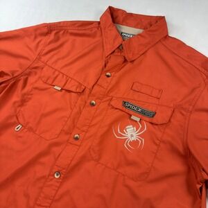 Spiderwire Spider Wire Shirt Mens Large Orange Button Down Vented‎ Fishing S/S